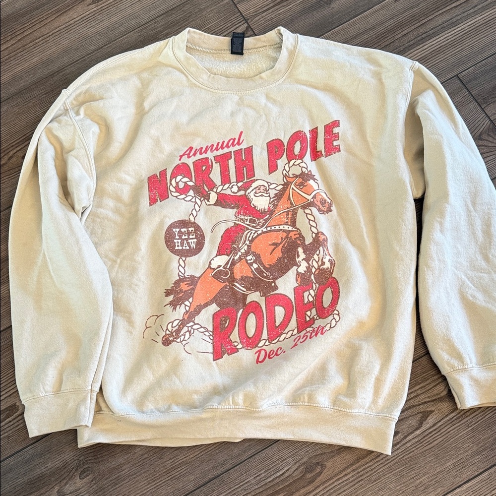 North Pole Rodeo Cream Sweatshirt for Christmas